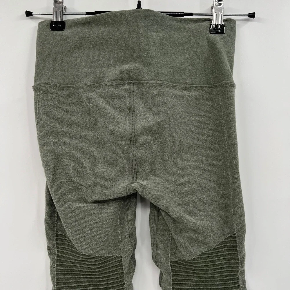 Alo Yoga High Waist‎ Moto Leggings Olive Green Mesh Panel Small